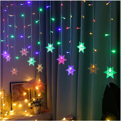 LED Snowflake Curtain Lights – Christmas Window Decoration